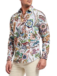 Palawan Floral Cotton Button-Front Shirt