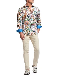 Palawan Floral Cotton Button-Front Shirt