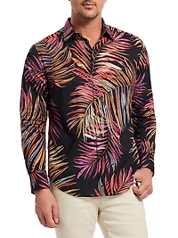 Acai Printed Cotton Button-Front Shirt