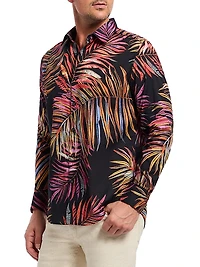 Acai Printed Cotton Button-Front Shirt
