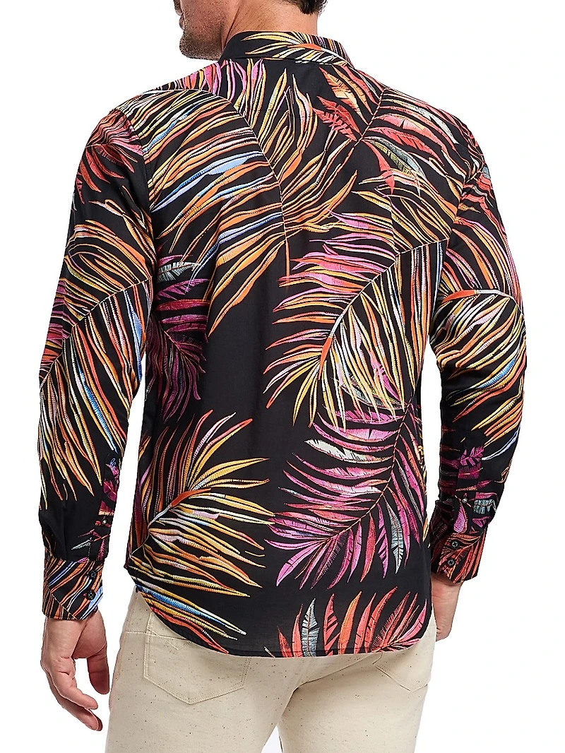 Acai Printed Cotton Button-Front Shirt