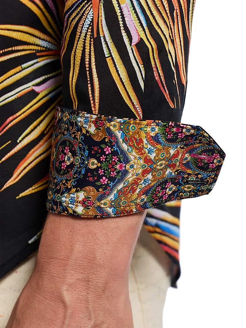Acai Printed Cotton Button-Front Shirt