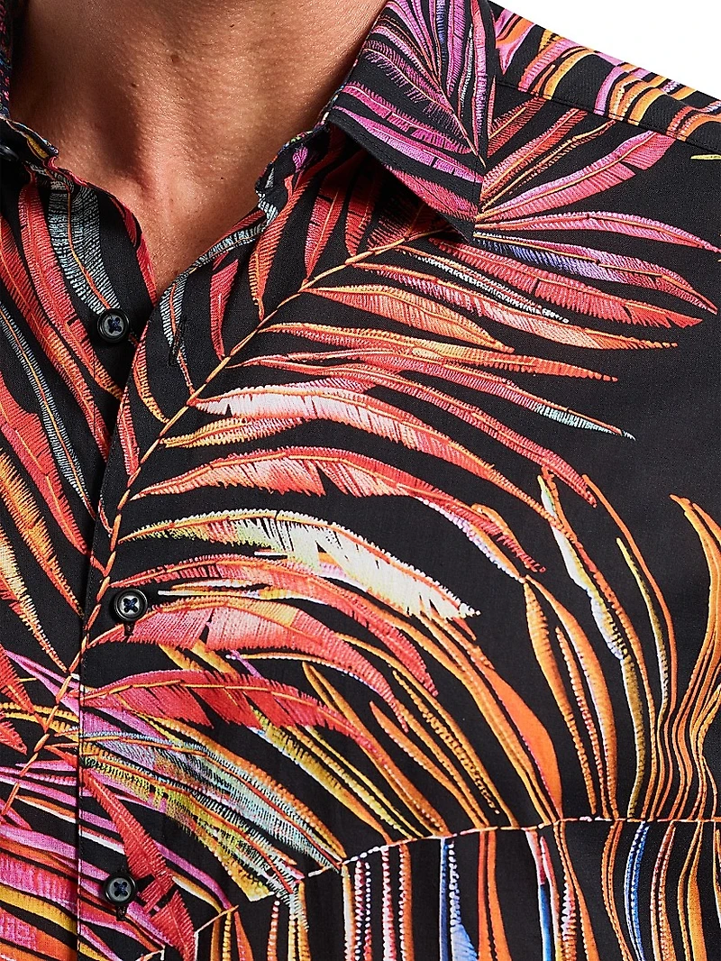 Acai Printed Cotton Button-Front Shirt