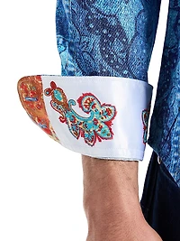 Le Embroidered Printed Button-Front Shirt