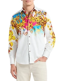 Le Embellished Printed Cotton Button-Front Shirt