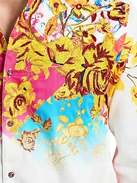 Le Embellished Printed Cotton Button-Front Shirt