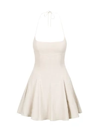 Leone Linen-Blend Halterneck Minidress