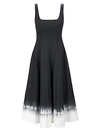 Wells Pleated Stretch-Cotton A-Line Midi-Dress