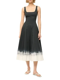 Wells Pleated Stretch-Cotton A-Line Midi-Dress