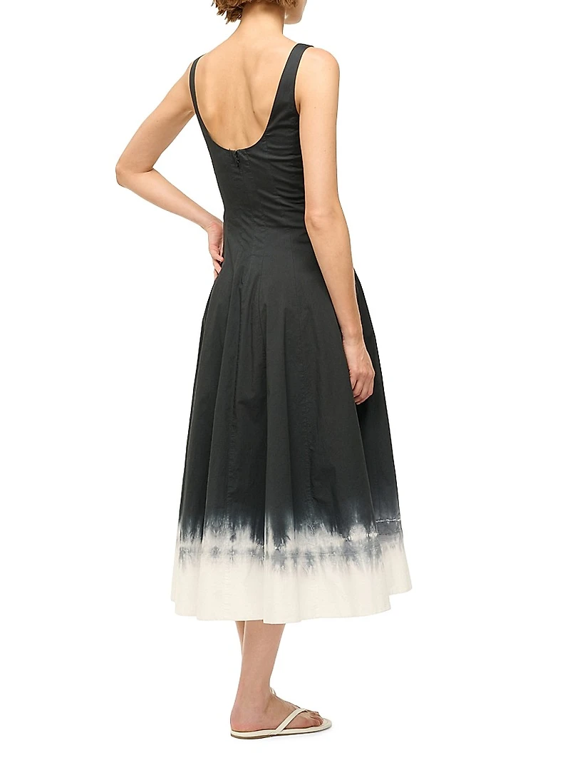 Wells Pleated Stretch-Cotton A-Line Midi-Dress
