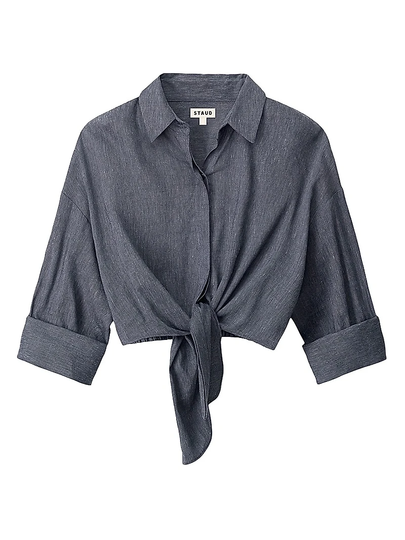 Lisa Linen-Blend Crop Top