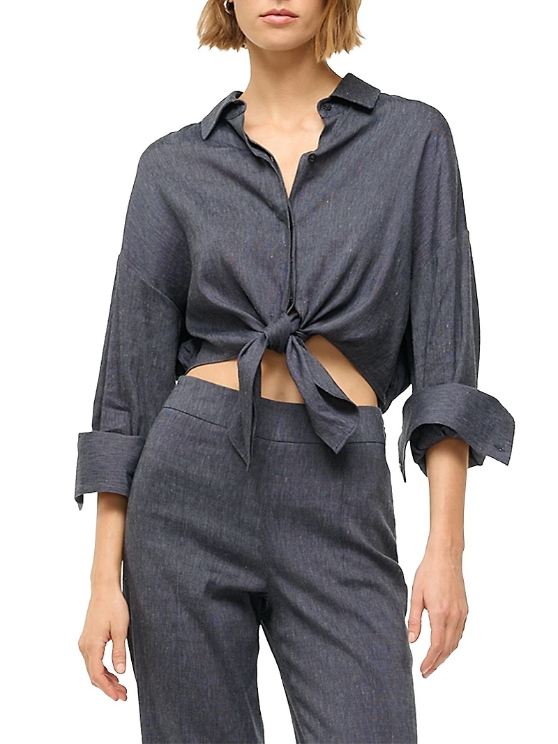 Lisa Linen-Blend Crop Top