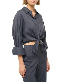 Lisa Linen-Blend Crop Top