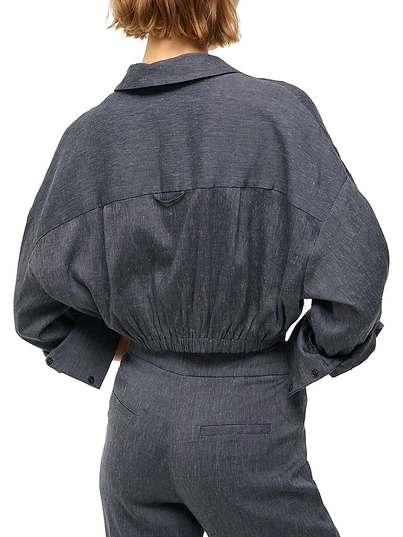 Lisa Linen-Blend Crop Top