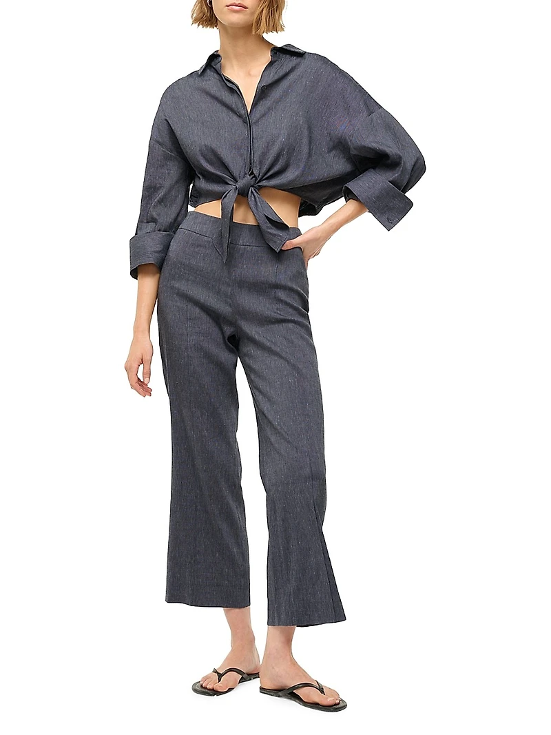 Lisa Linen-Blend Crop Top