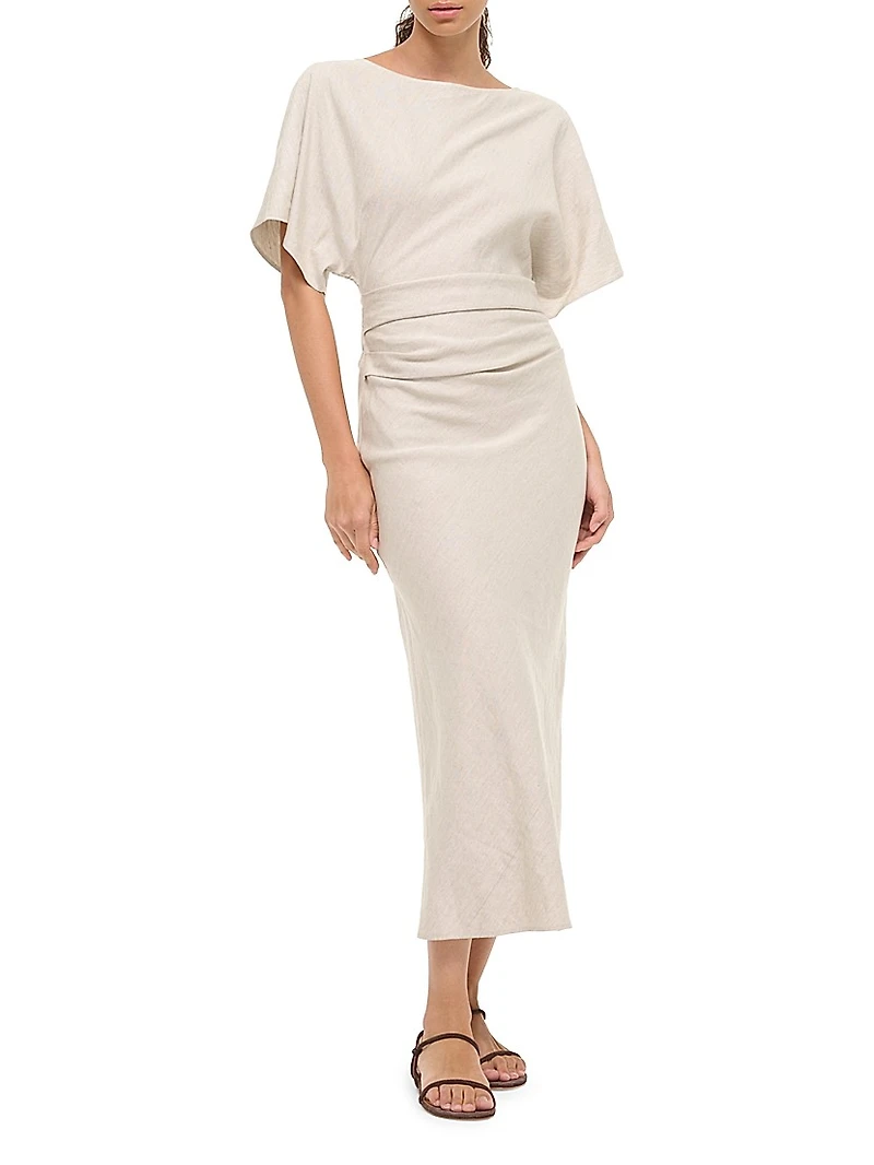 Amelie Linen-Blend Sheath Midi-Dress