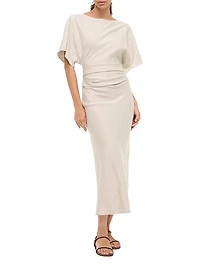 Amelie Linen-Blend Sheath Midi-Dress