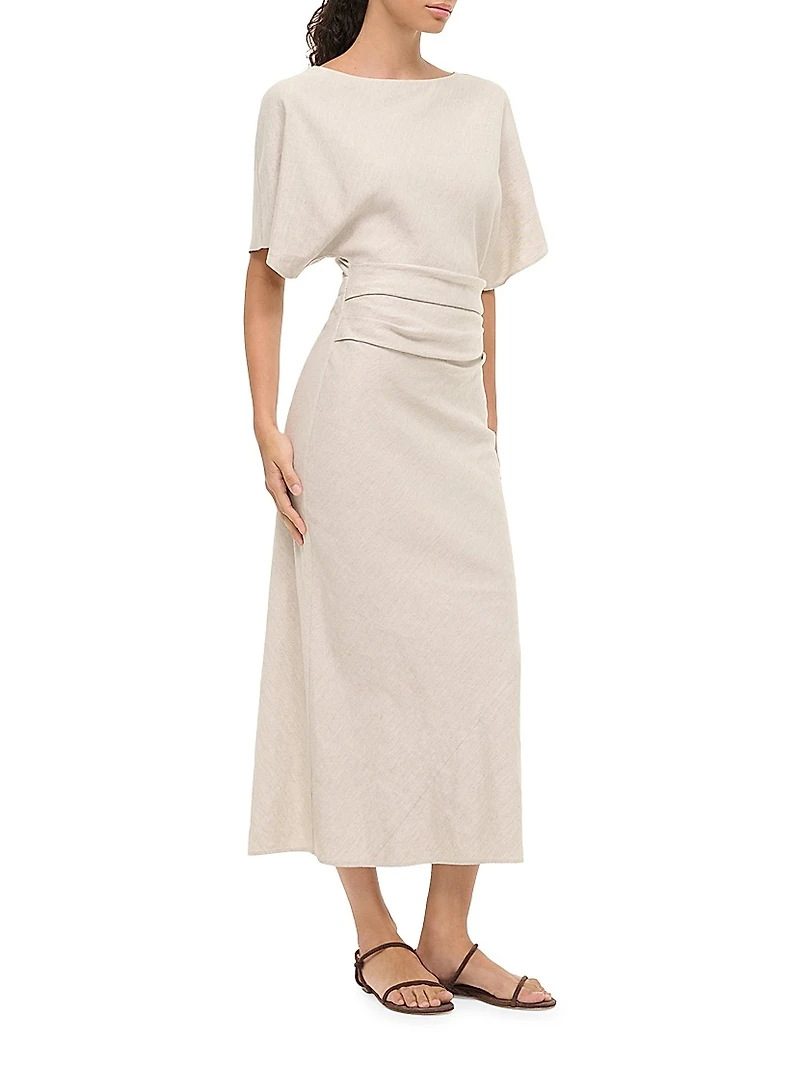 Amelie Linen-Blend Sheath Midi-Dress