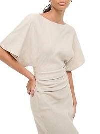 Amelie Linen-Blend Sheath Midi-Dress