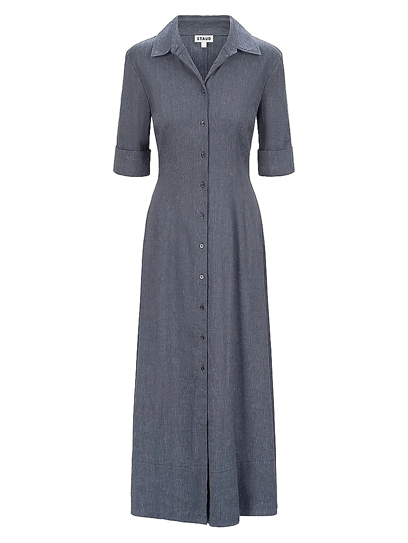 Joan Linen-Blend Midi-Shirtdress