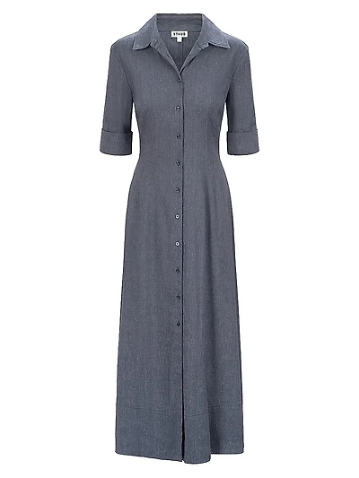 Joan Linen-Blend Midi-Shirtdress