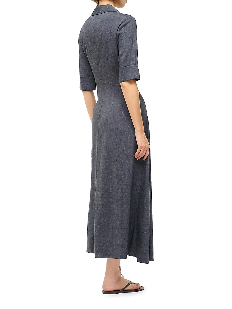 Joan Linen-Blend Midi-Shirtdress