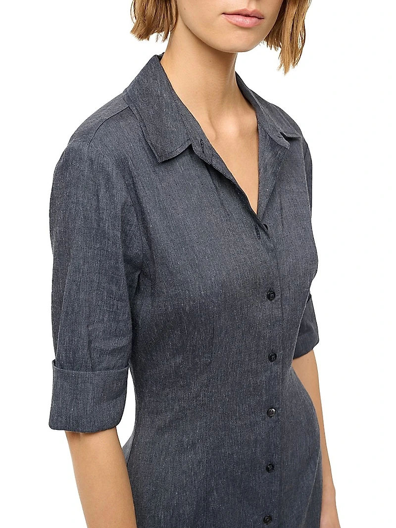 Joan Linen-Blend Midi-Shirtdress