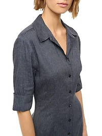 Joan Linen-Blend Midi-Shirtdress