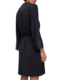 Lace-Trimmed Jersey Kimono-Inspired Robe