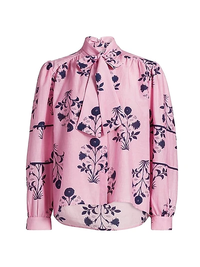 Bolson Roberta Floral Cotton-Silk Voile Blouse