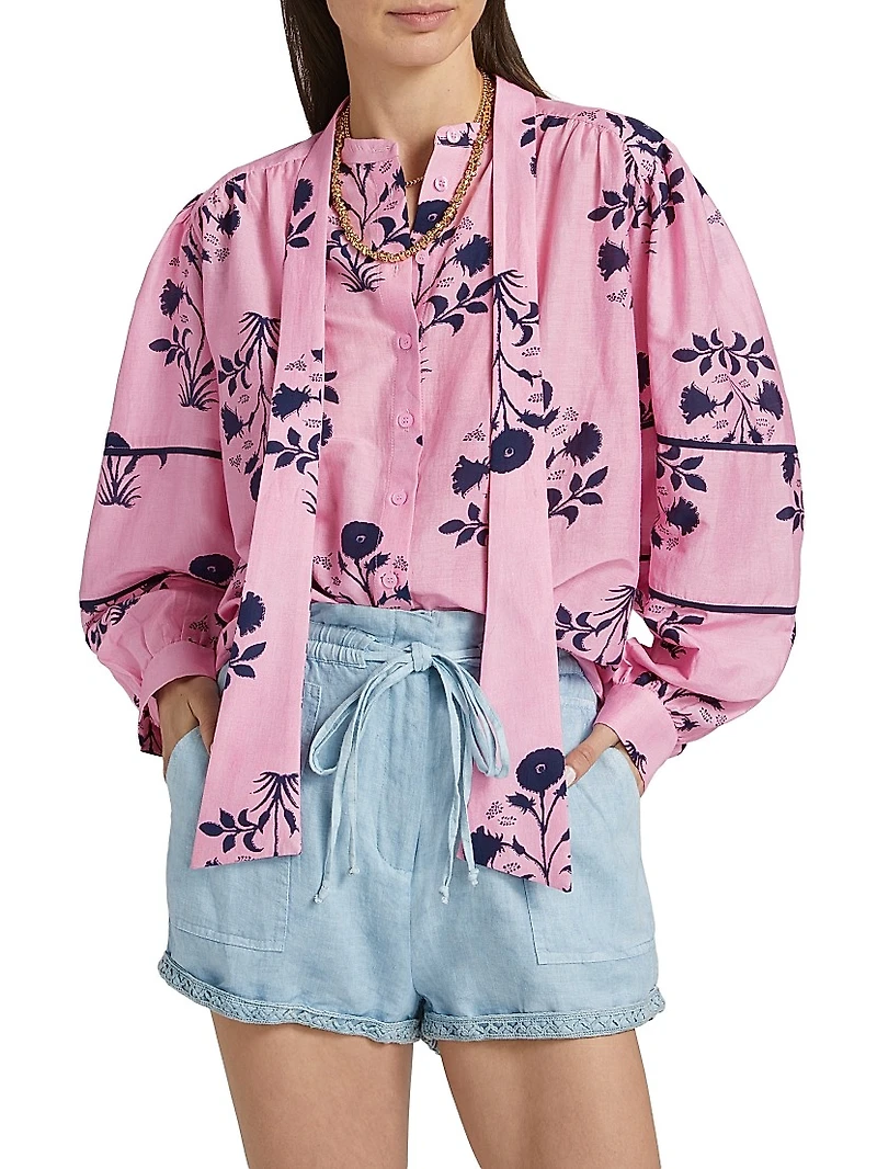 Bolson Roberta Floral Cotton-Silk Voile Blouse