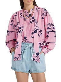 Bolson Roberta Floral Cotton-Silk Voile Blouse