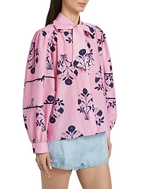 Bolson Roberta Floral Cotton-Silk Voile Blouse
