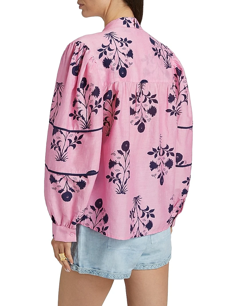 Bolson Roberta Floral Cotton-Silk Voile Blouse