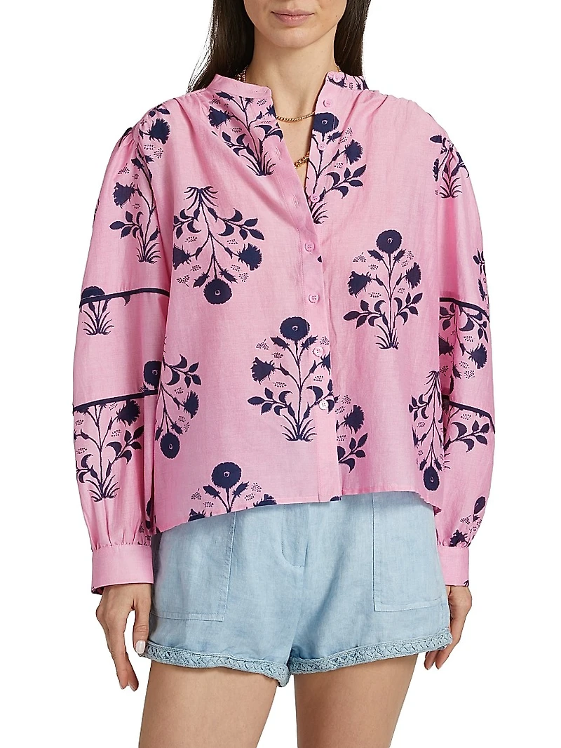 Bolson Roberta Floral Cotton-Silk Voile Blouse