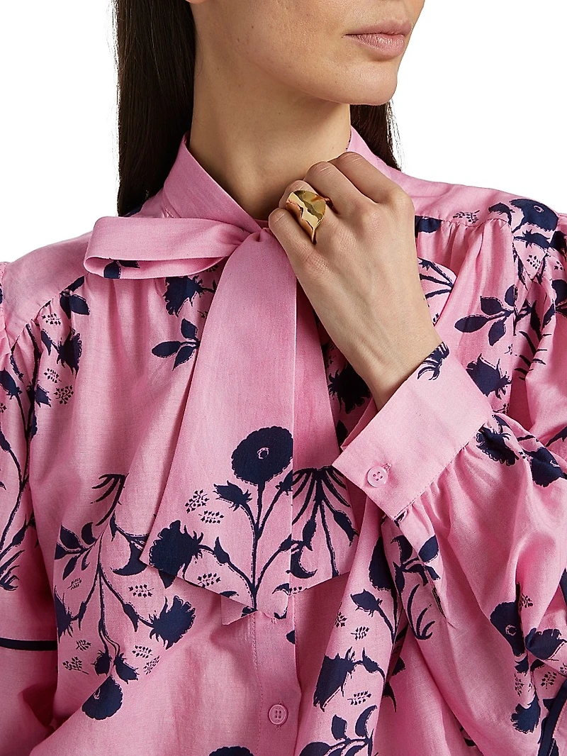Bolson Roberta Floral Cotton-Silk Voile Blouse