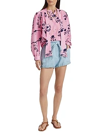 Bolson Roberta Floral Cotton-Silk Voile Blouse