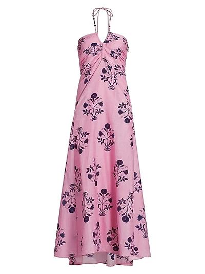 Bolson Tori Floral Cotton-Silk Toile Maxi Dress