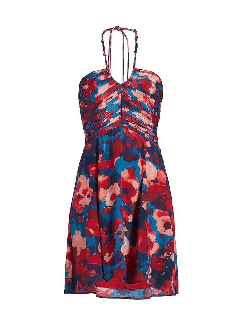 Liniers Tori Floral Crepe Ruched Minidress