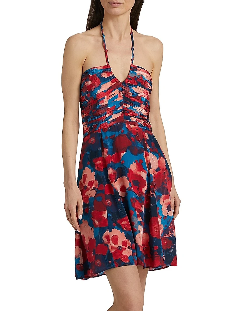 Liniers Tori Floral Crepe Ruched Minidress