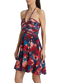 Liniers Tori Floral Crepe Ruched Minidress