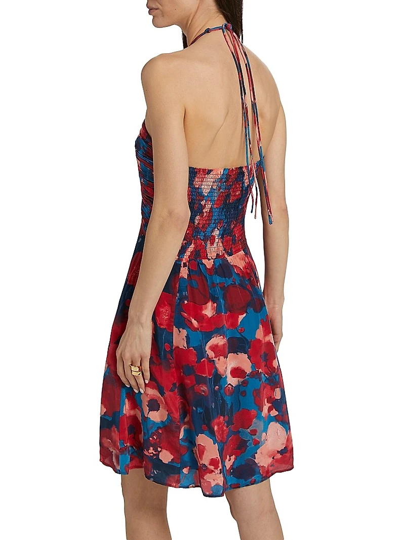 Liniers Tori Floral Crepe Ruched Minidress
