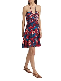 Liniers Tori Floral Crepe Ruched Minidress