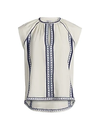 Incas Angel Embroidered Cotton Voile Top