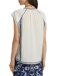 Incas Angel Embroidered Cotton Voile Top