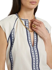 Incas Angel Embroidered Cotton Voile Top