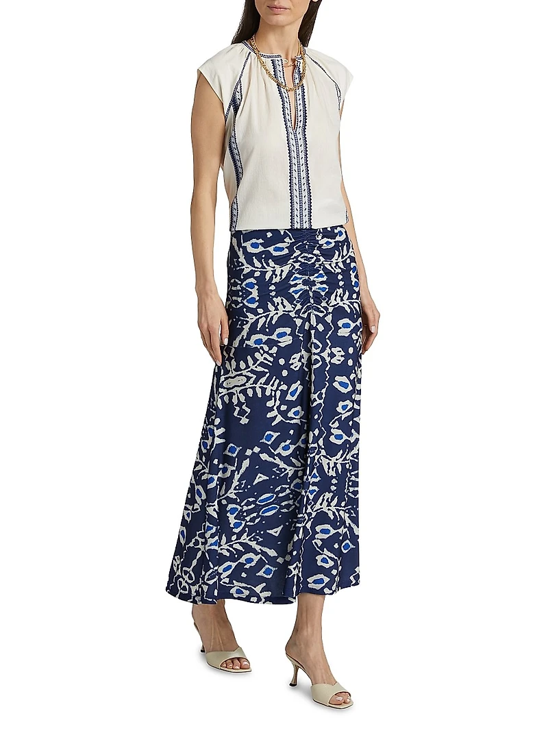 Incas Angel Embroidered Cotton Voile Top