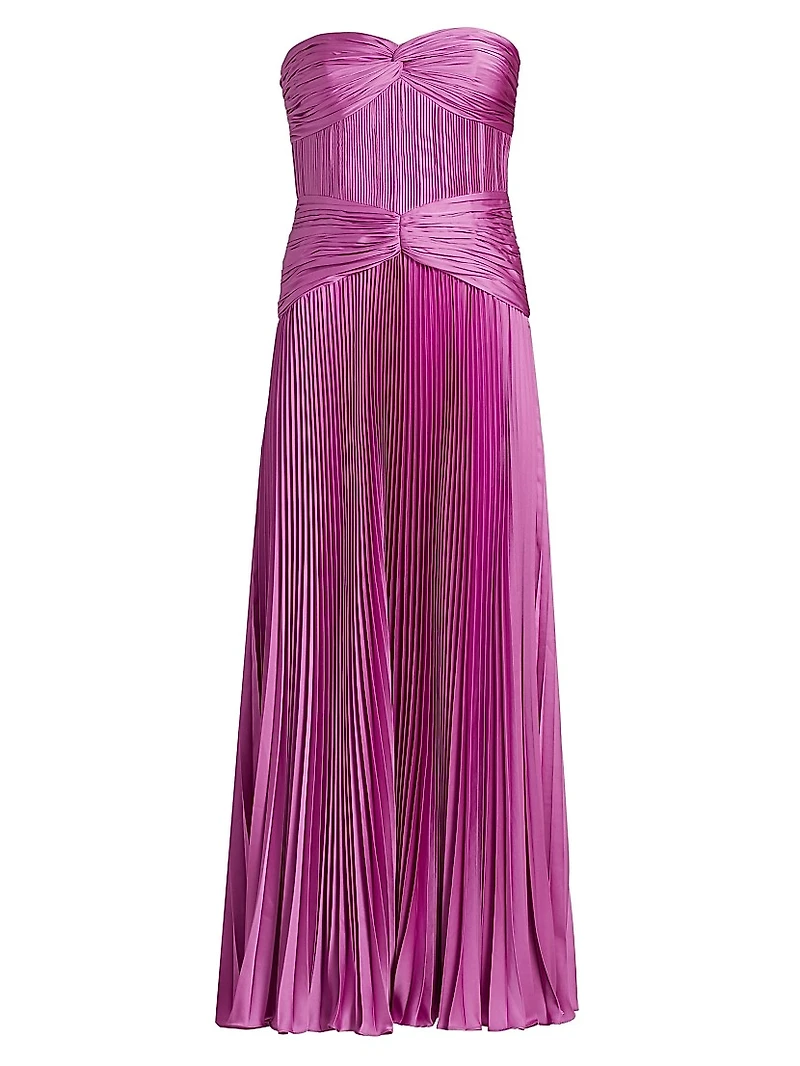 Del Pleated Strapless Gown