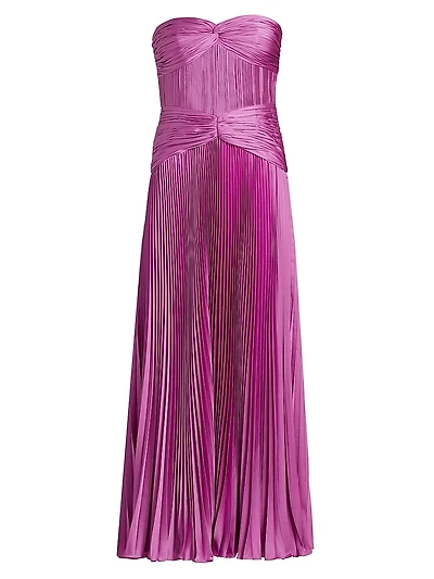 Del Pleated Strapless Gown