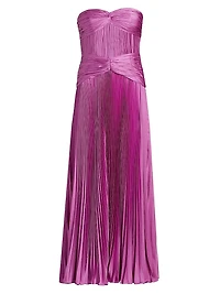 Del Pleated Strapless Gown